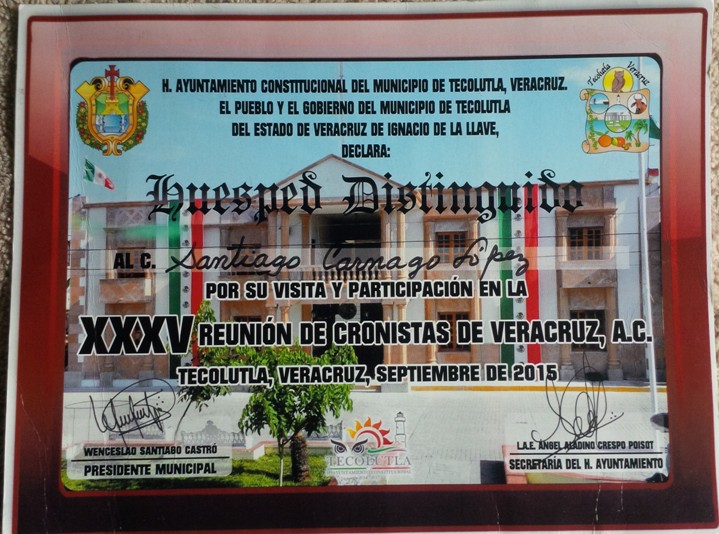 Distinción conferida en el 2015 en Veracruz
